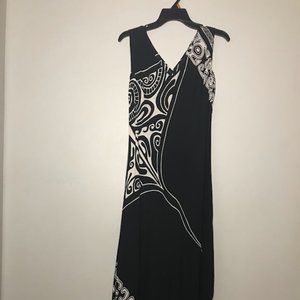 Black and White Island Print Maxi Dress
